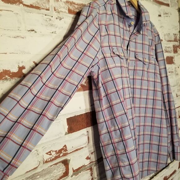 Tommy Bahama Blue Plaid Button Down M - Picture 3 of 9